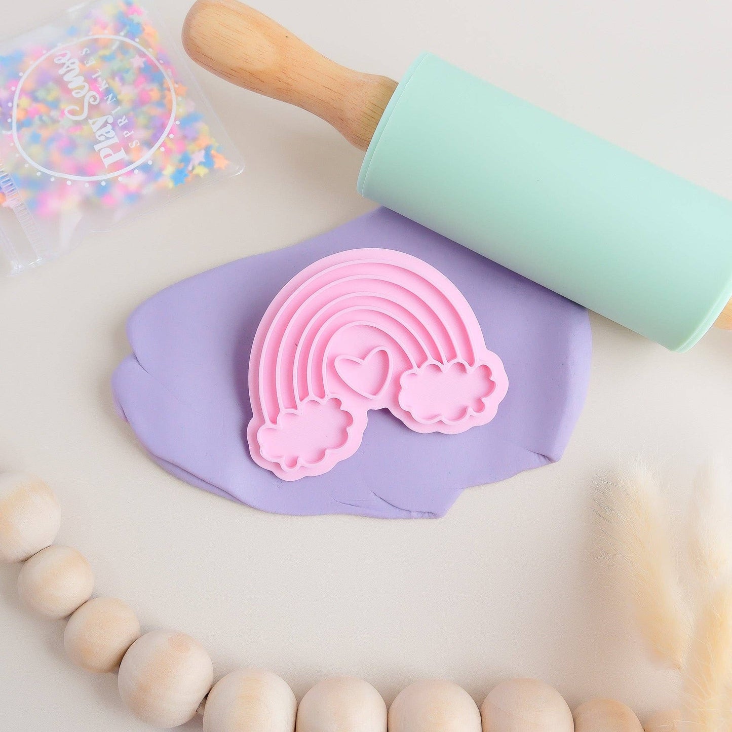 Eco Playdough Stamp | Rainbow with cloud