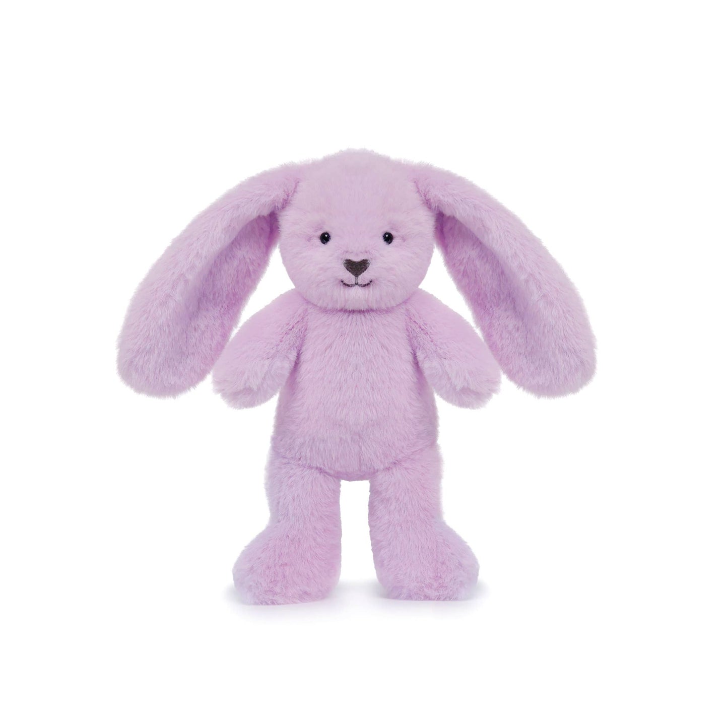Purple plush bunny toy on a white background