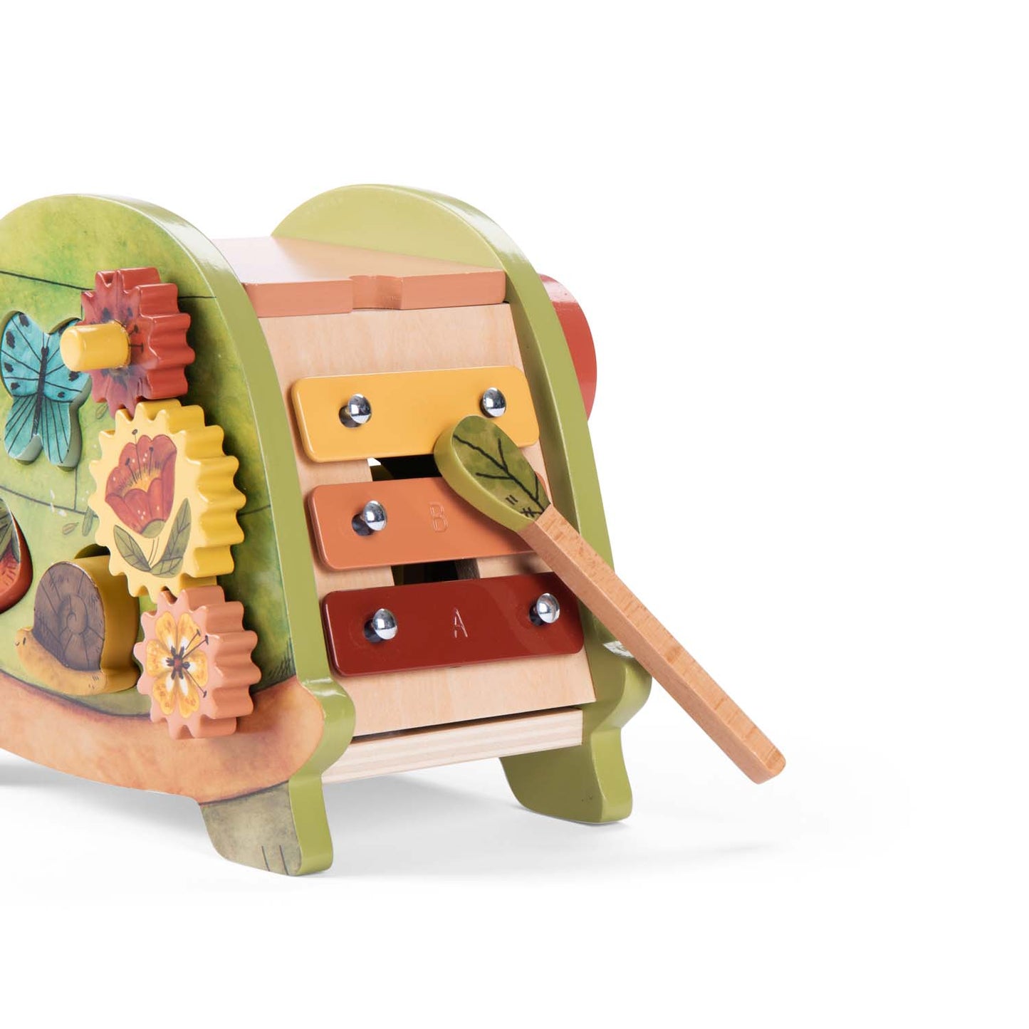 Turtle shaped wooden activity toy