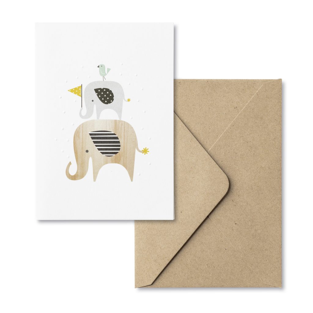 CARTE DE NOTE - Bébés éléphants (toutes occasions)