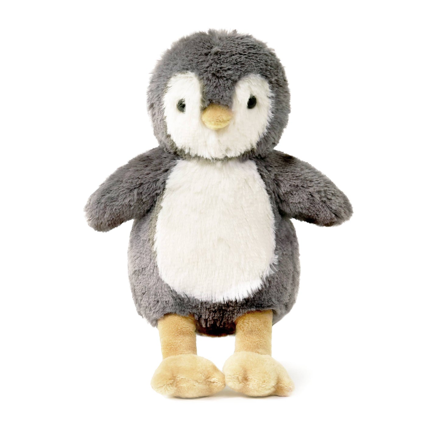 Plush penguin toy on a white background