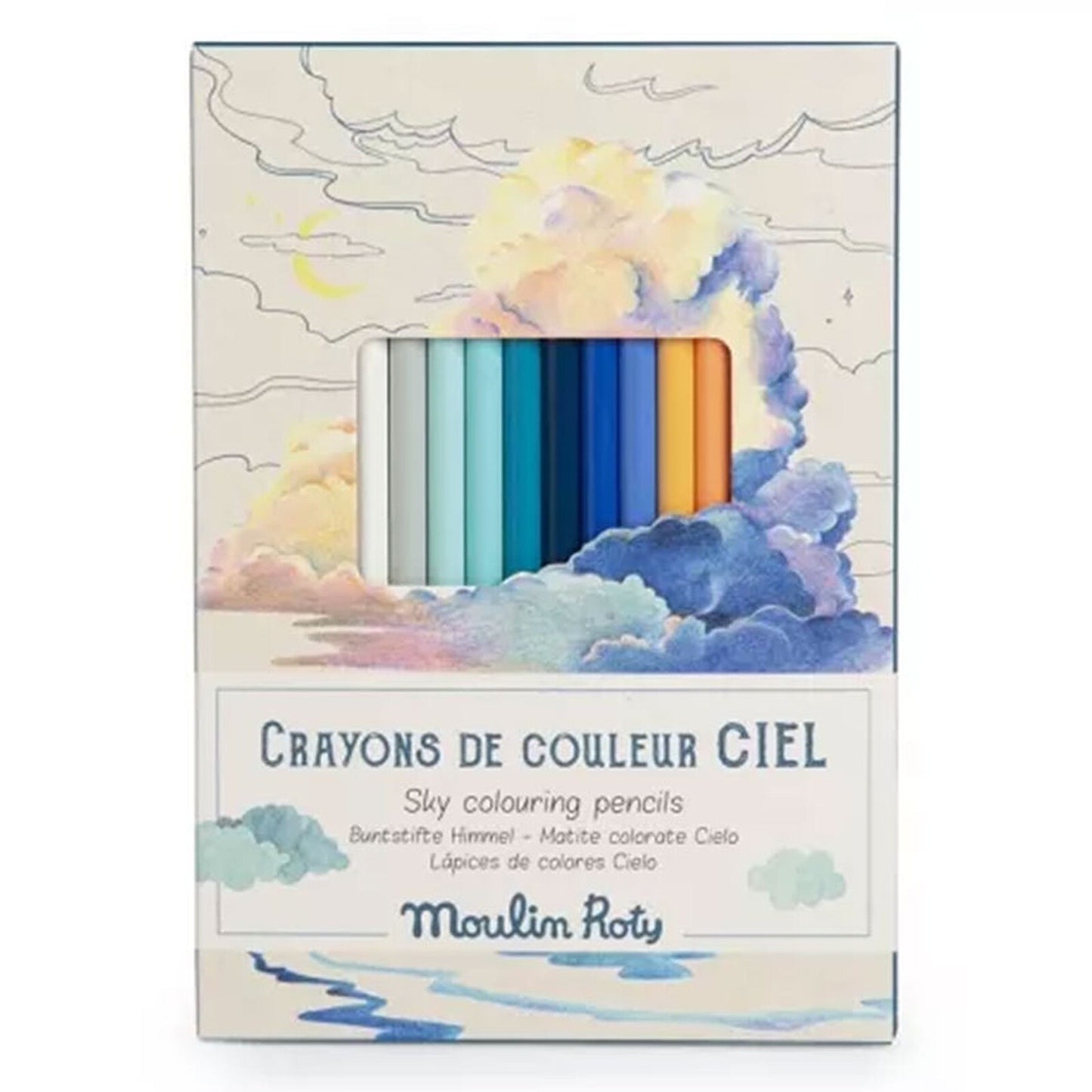 Sky themed wooden coloured pencils