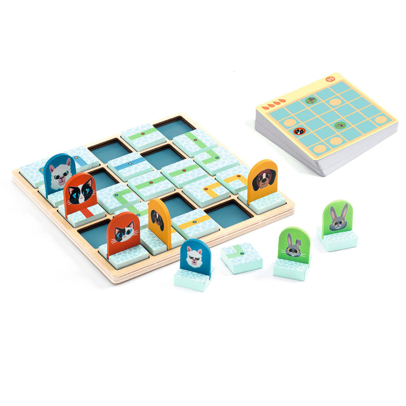 Path Logic wooden game, a game of logic with 40 challenges, for ages 5 to adult.