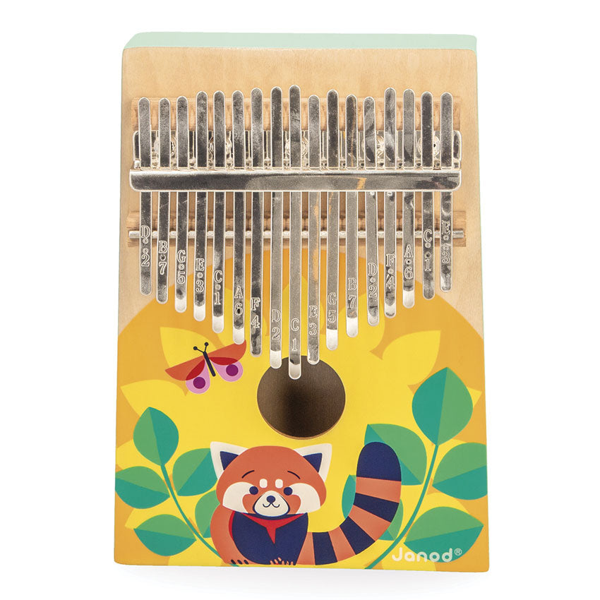 Kalimba with colorful packaging featuring a red panda and butterfly design.