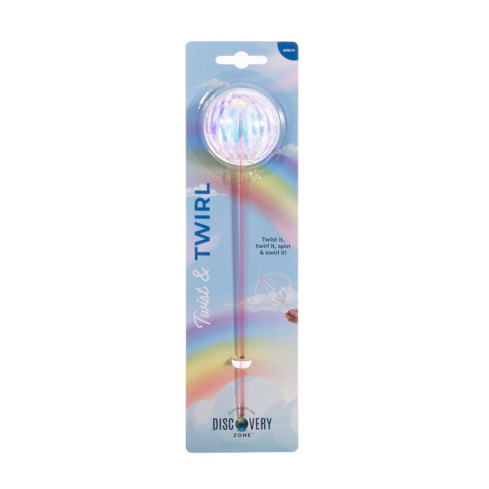 Twist and Twirl toy packaging with a rainbow design on a white background