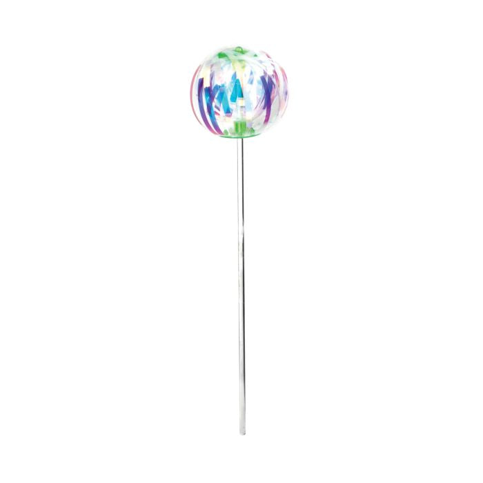 Colorful bubble balloon on a stick against a white background