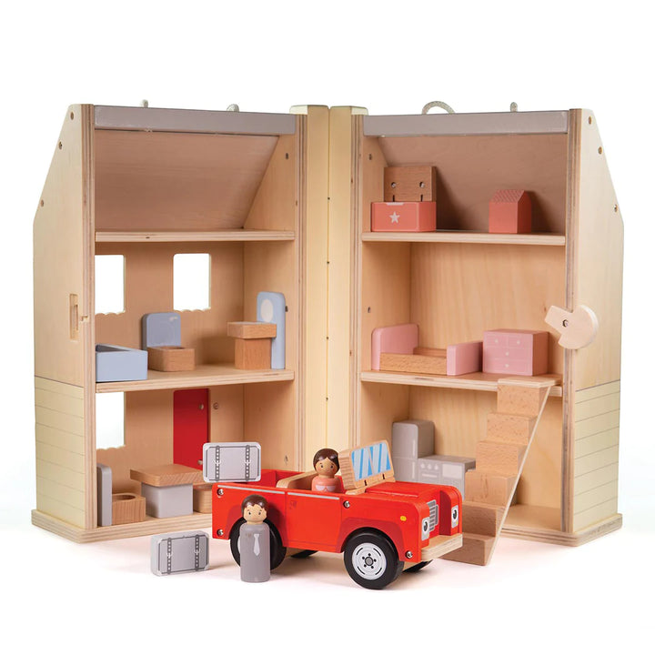 Portable Furnished Dollhouse + Car