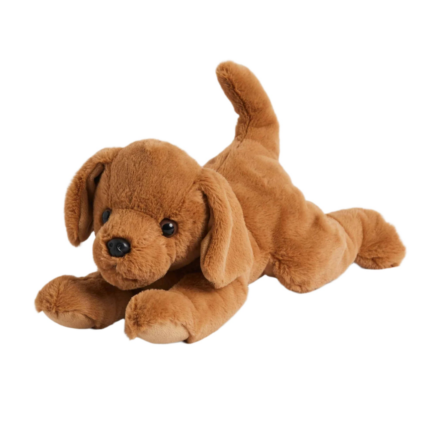 Brown plush dog toy on a white background