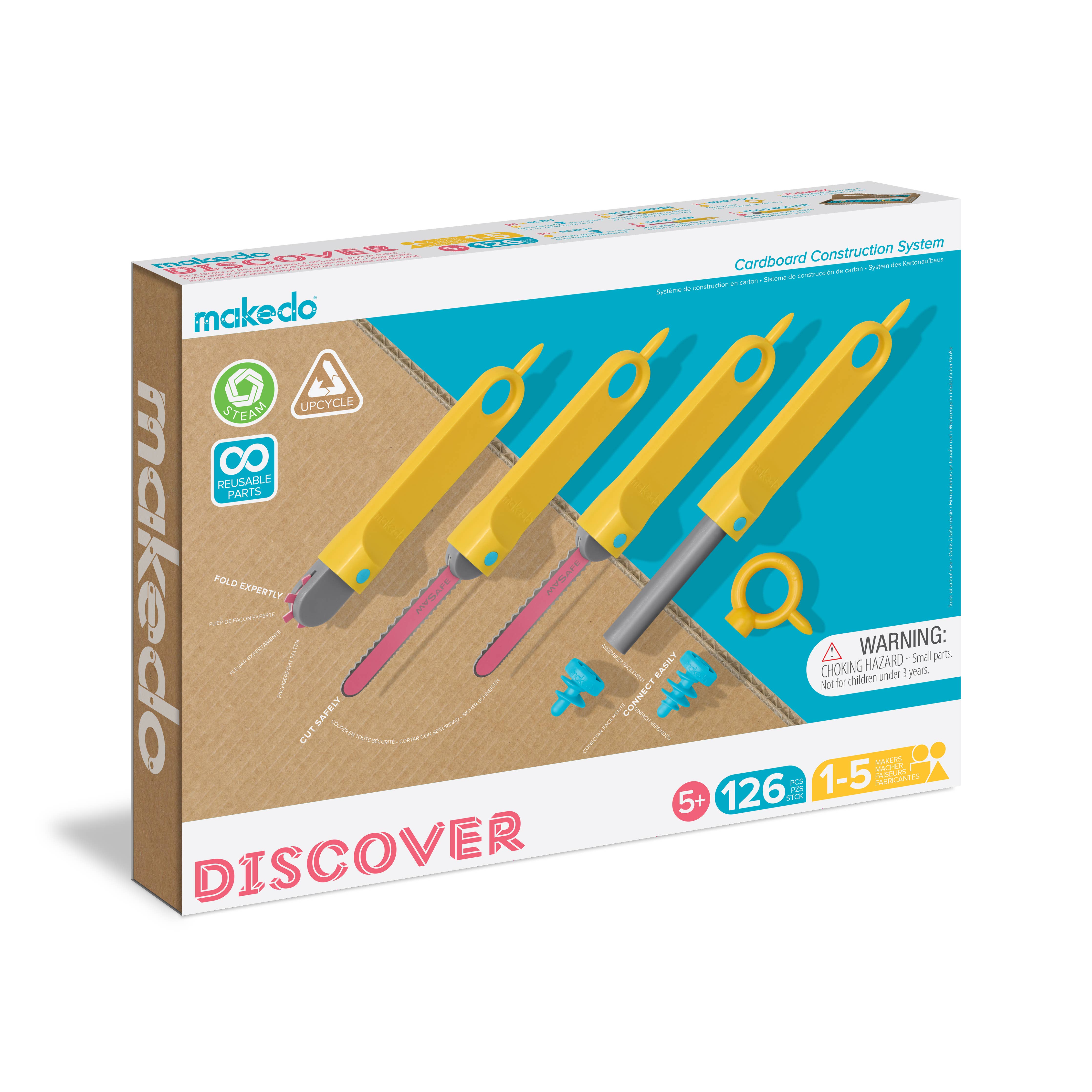 Makedo Discover cardboard construction kit retail box