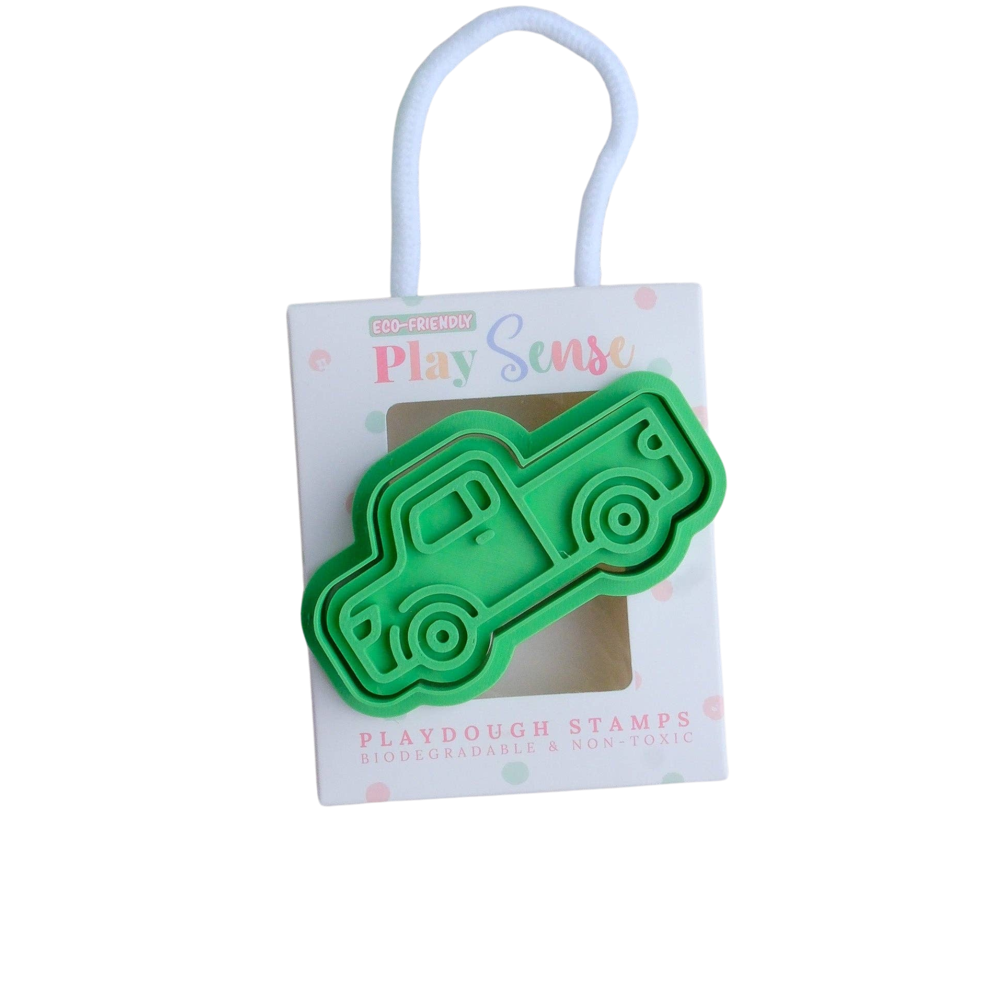 Green pickup truck plastic dough stamp