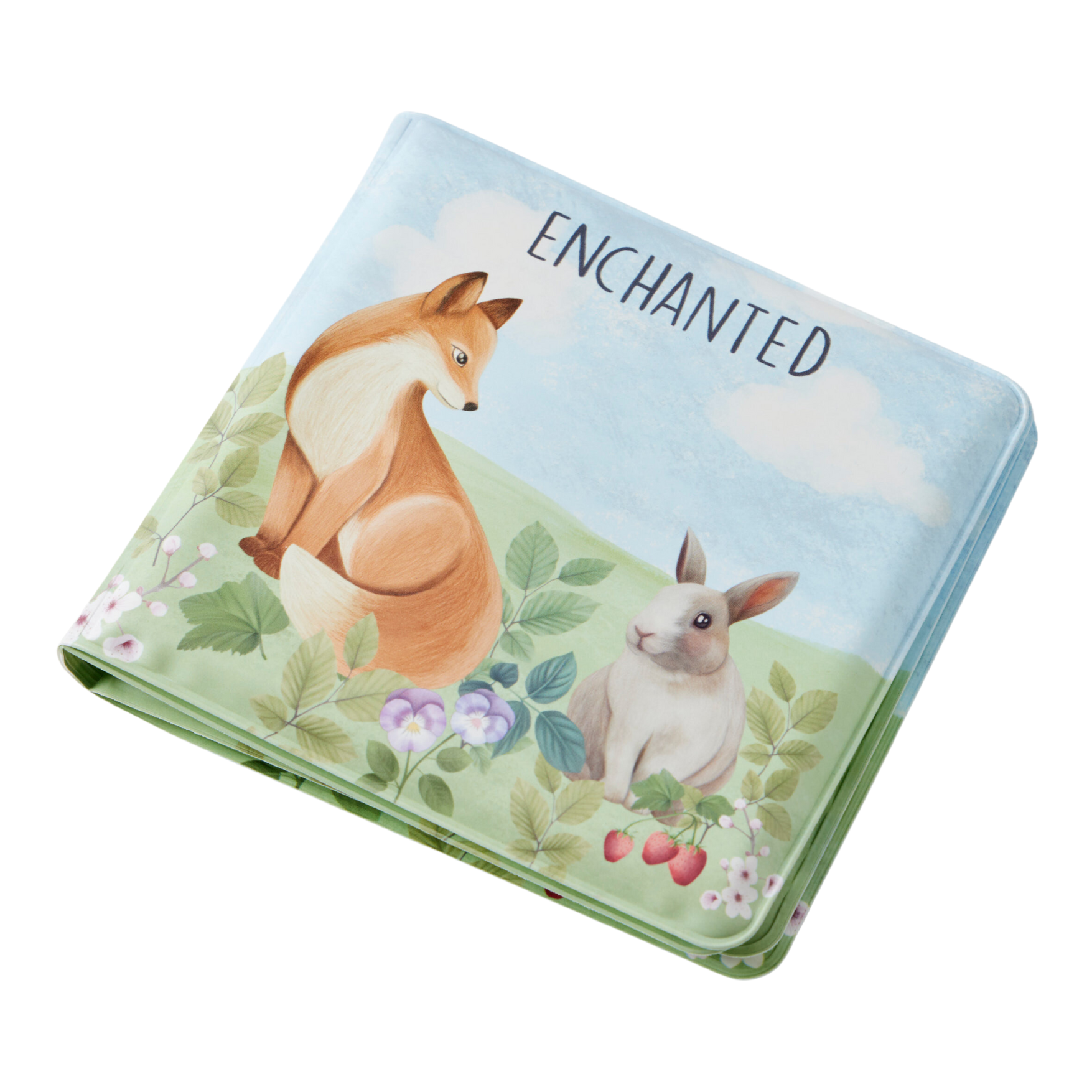 Fox and rabbit illustration on cover of square padded bath book