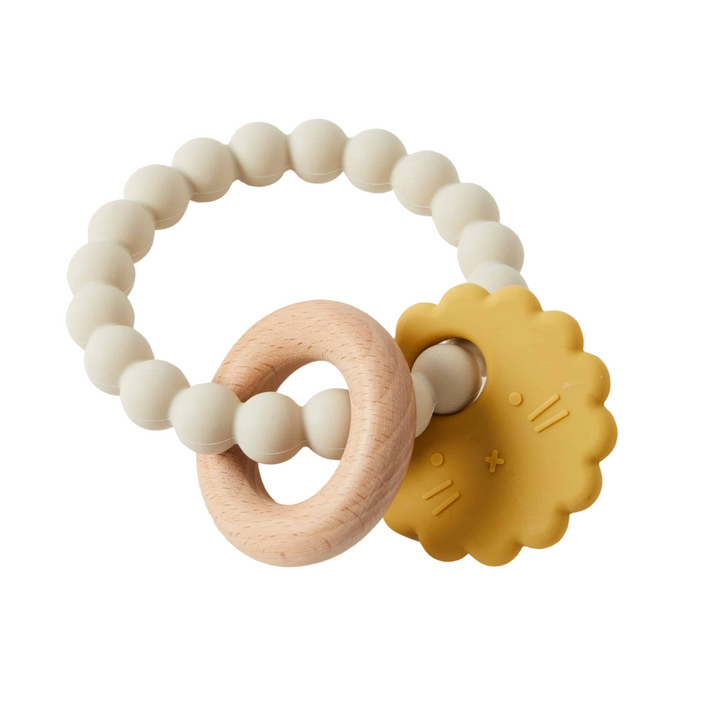 Mika Silicone & Wood Teether - Lion