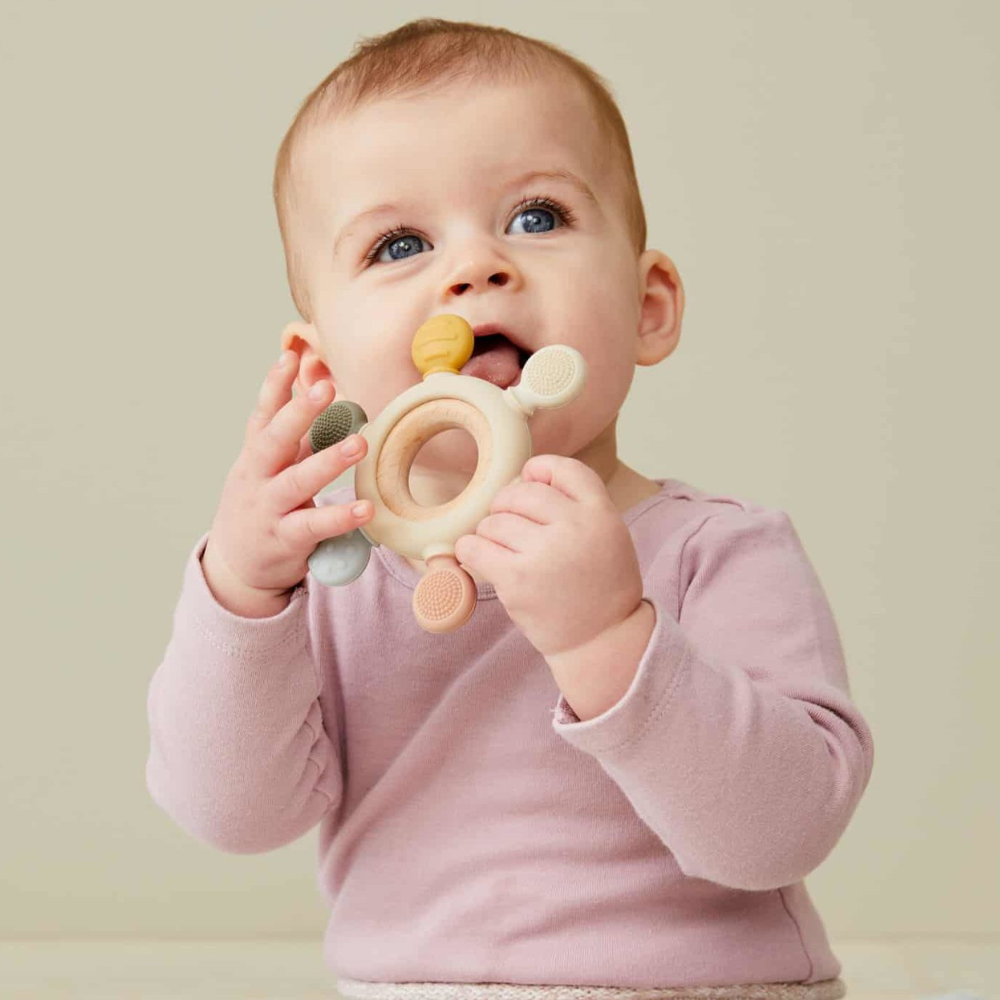 Emery Silicone + Wood Sensory Teether