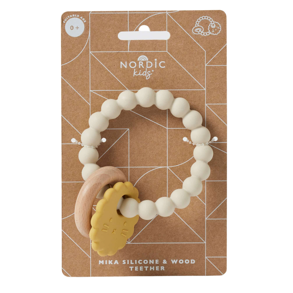 Mika Silicone & Wood Teether - Lion