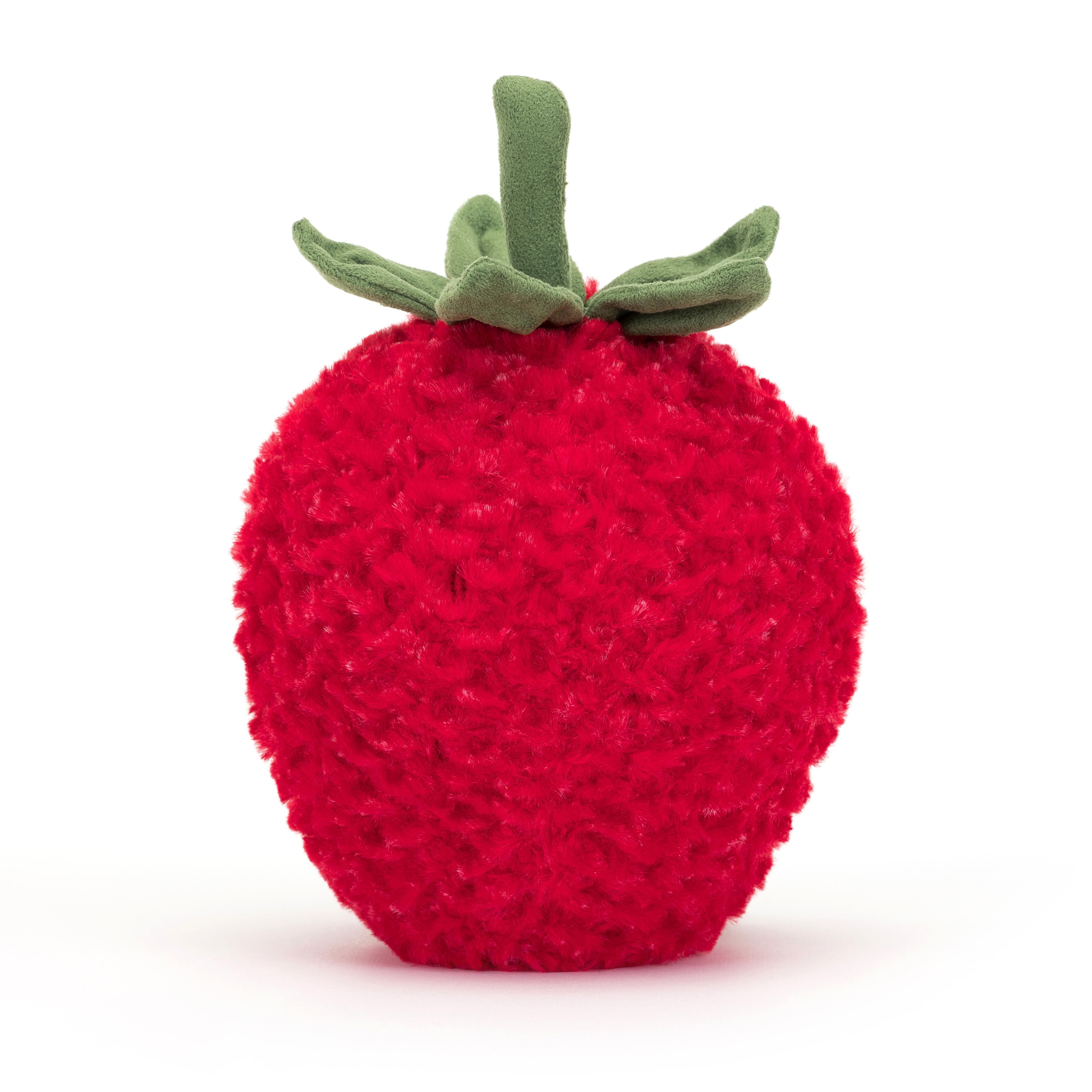 Jellycat Amuseable Strawberry Red soft toy with green leaves and stem