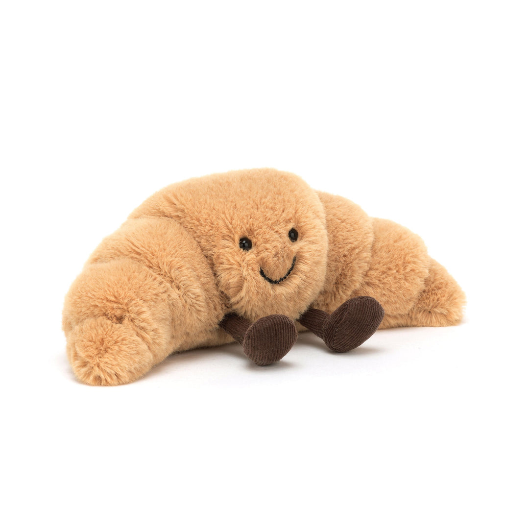 Small Brown Amuseable Croissant soft toy with smilibngn face - Jellycat brand - Send A Toy