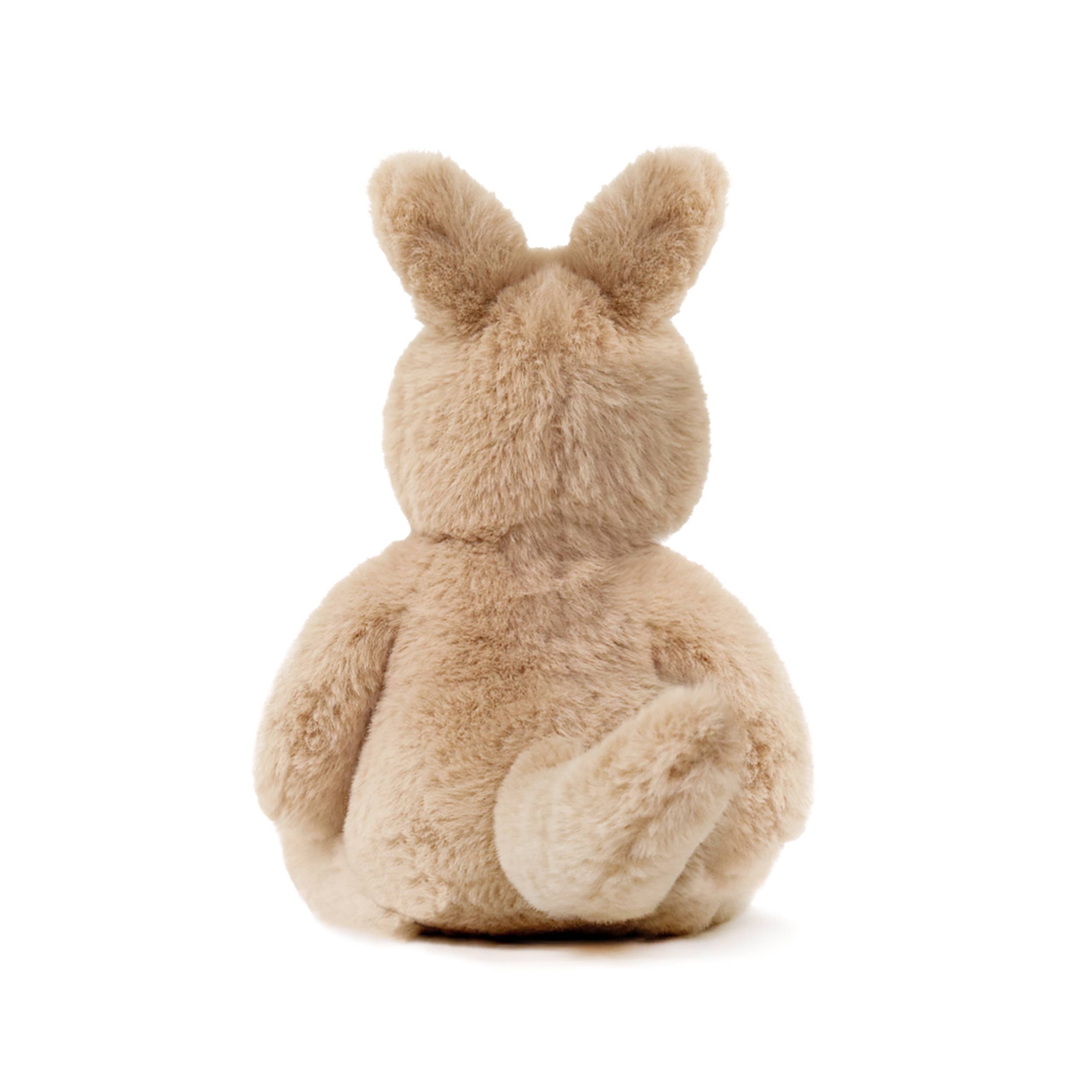 Beige plush kangaroo toy on a white background