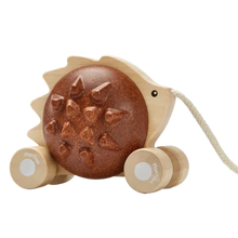 Brown pull-along hedgehog  toy - Plan Toys at Send A Toy