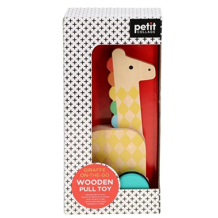 Jouet à tirer en bois girafe