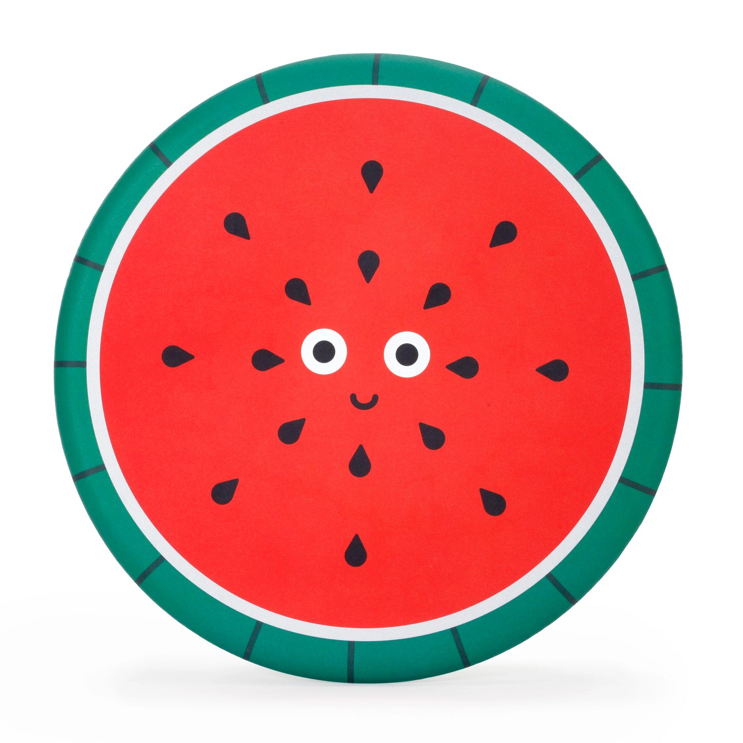 Round flying disc that looks like a watermellon