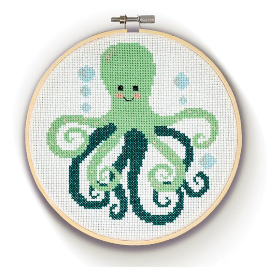 Green Octopus Cross Stitch Kit