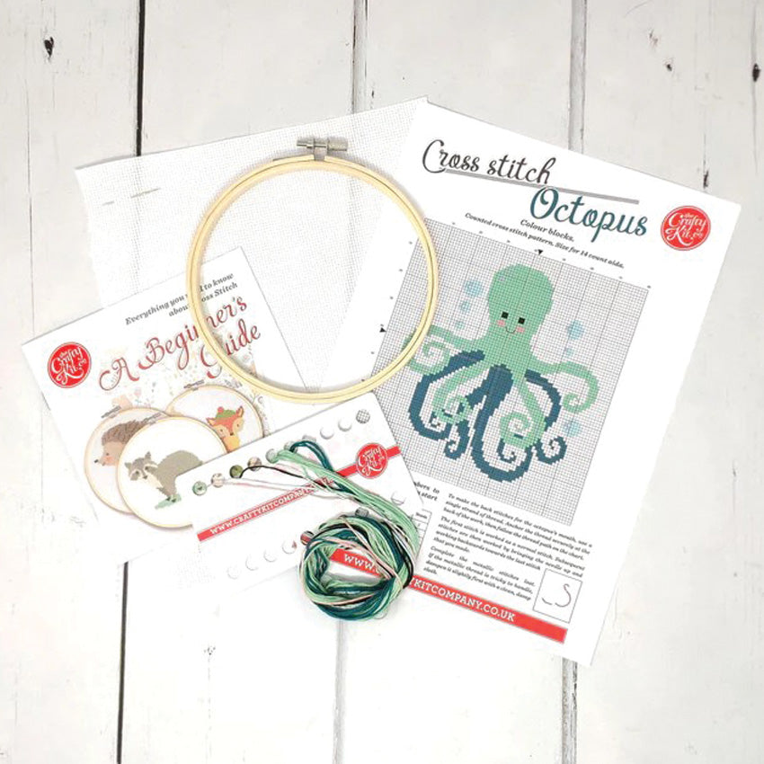 Green Octopus Cross Stitch Kit