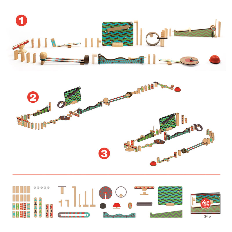 Zig & Go 48pc Action and Reaction Construction domino Set 