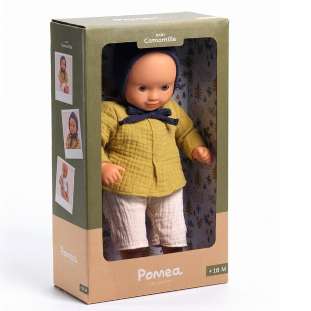 Baby Camomille Pomea Soft Body Doll by Djeco in cardboard retail box