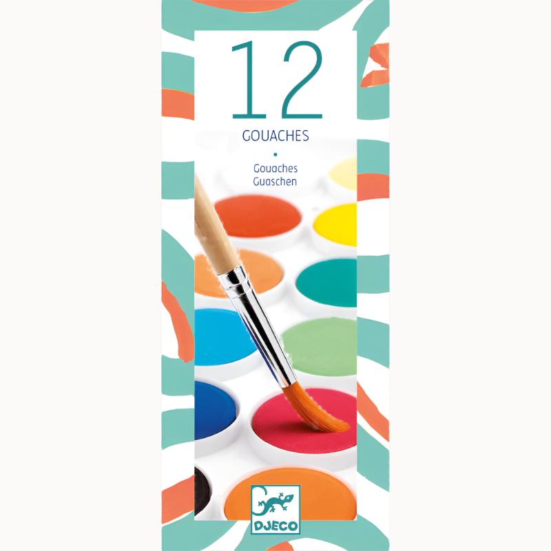 12 Gouaches - water colour paints - classic colours - Djeco