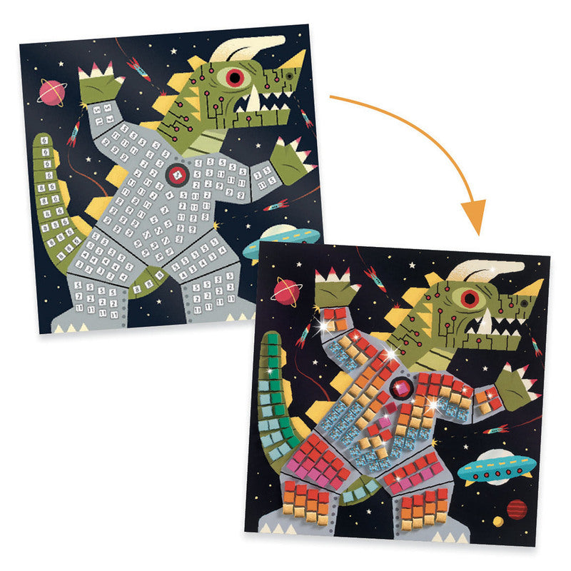 Space Battle theme kids mosaic craft kit - Djeco 