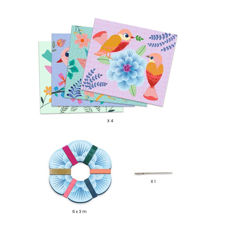 Contents of Djeco Artistic Loops Primavera Craft Kit