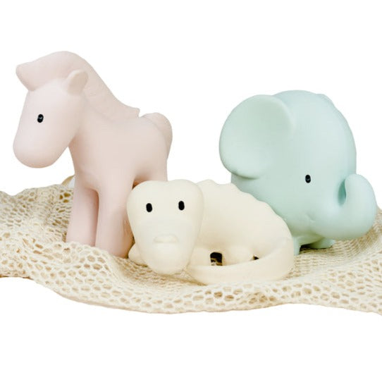 Marshmallow Pure Natural Rubber Animal  baby Set - Tikiri