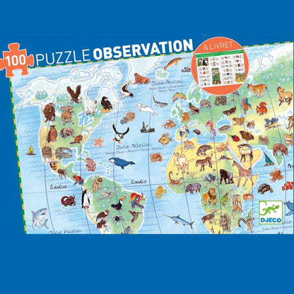 Observation Puzzle -Animals (with Poster + Book) Djeco Puzzles