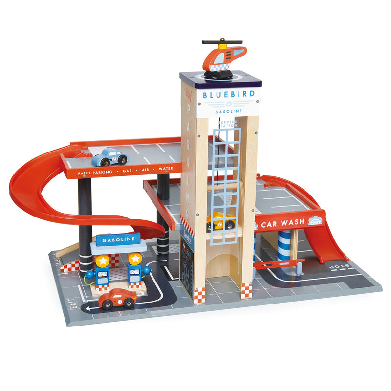 Blue Bird Service Station Tender Leaf Toys Parking Garage Sets