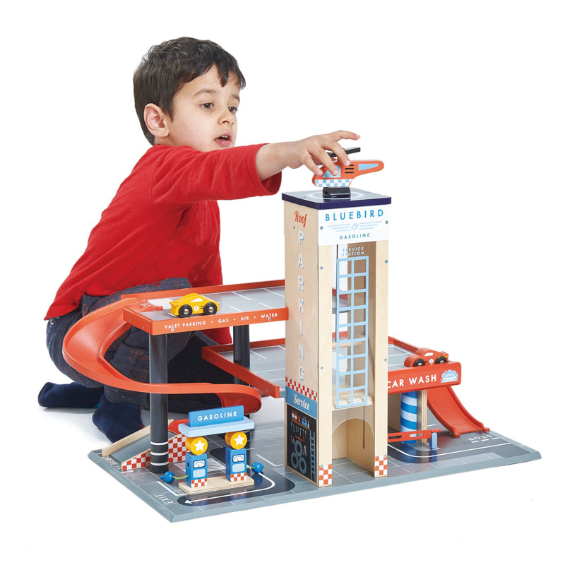 Blue Bird Service Station Tender Leaf Toys Parking Garage Sets