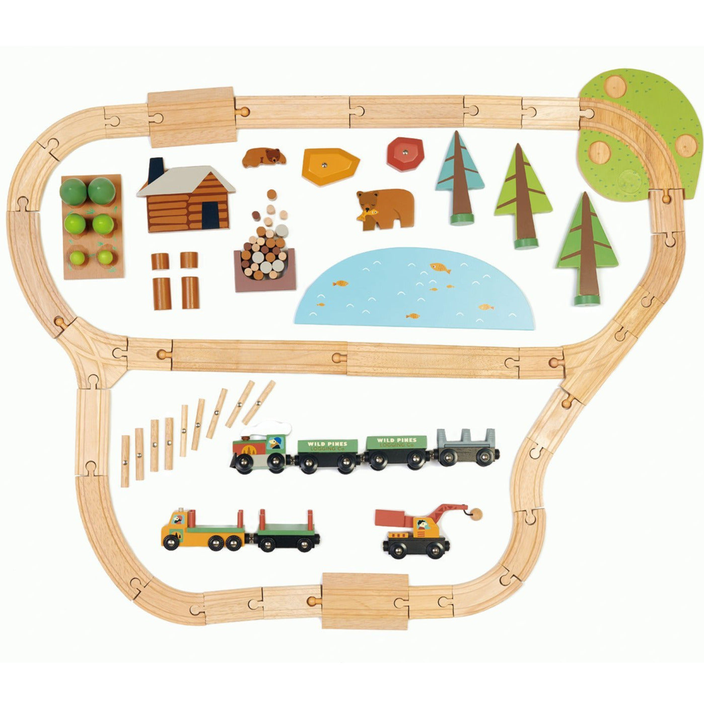 Wild Pines Large Train Set Tender Leaf Toys Train and Railway Sets