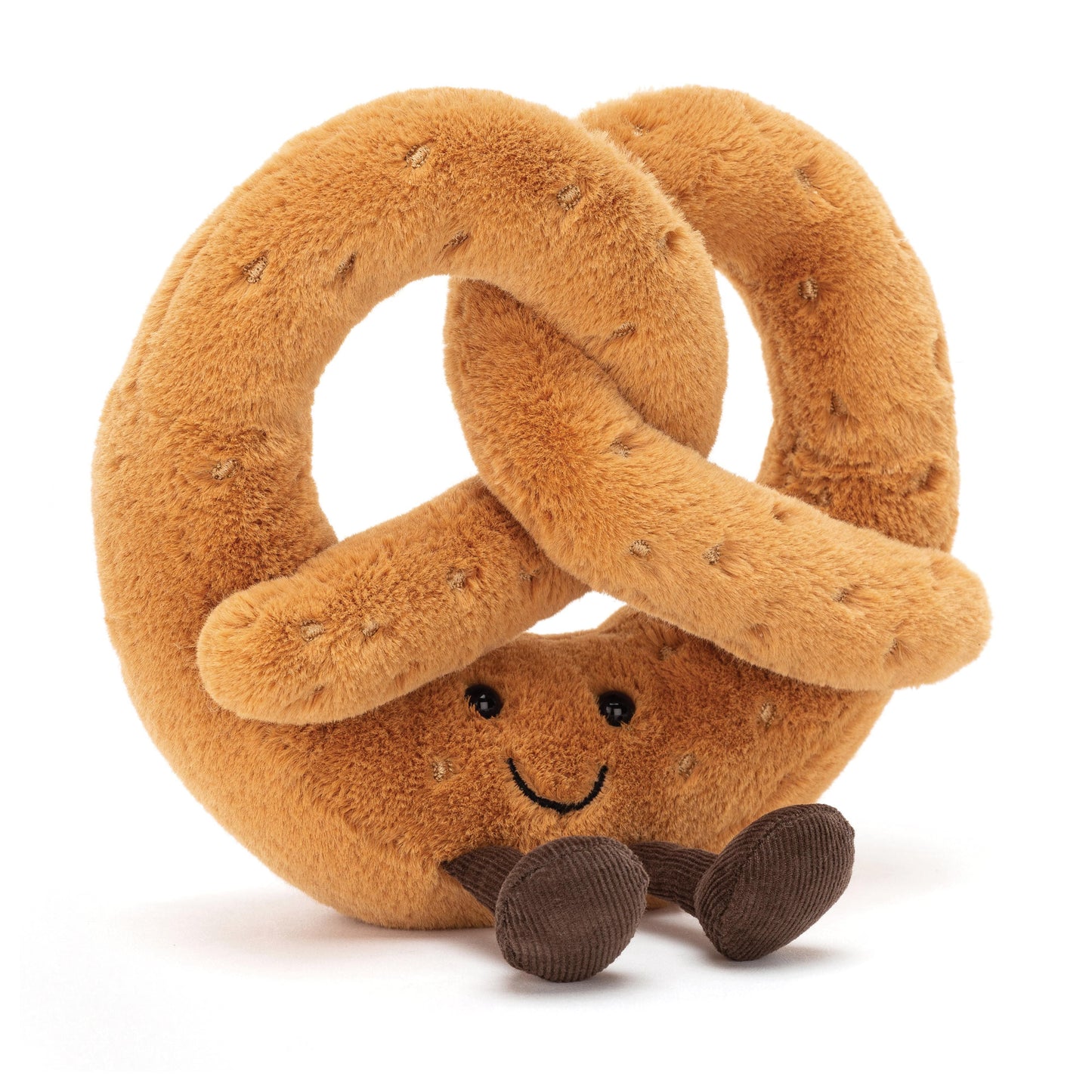Jellycat Amuseable Pretzel soft toy with ginger brown fur, cocoa cord boots and stitchy salt speckles - Jellycat Amuseable soft toys at Sen A Toy