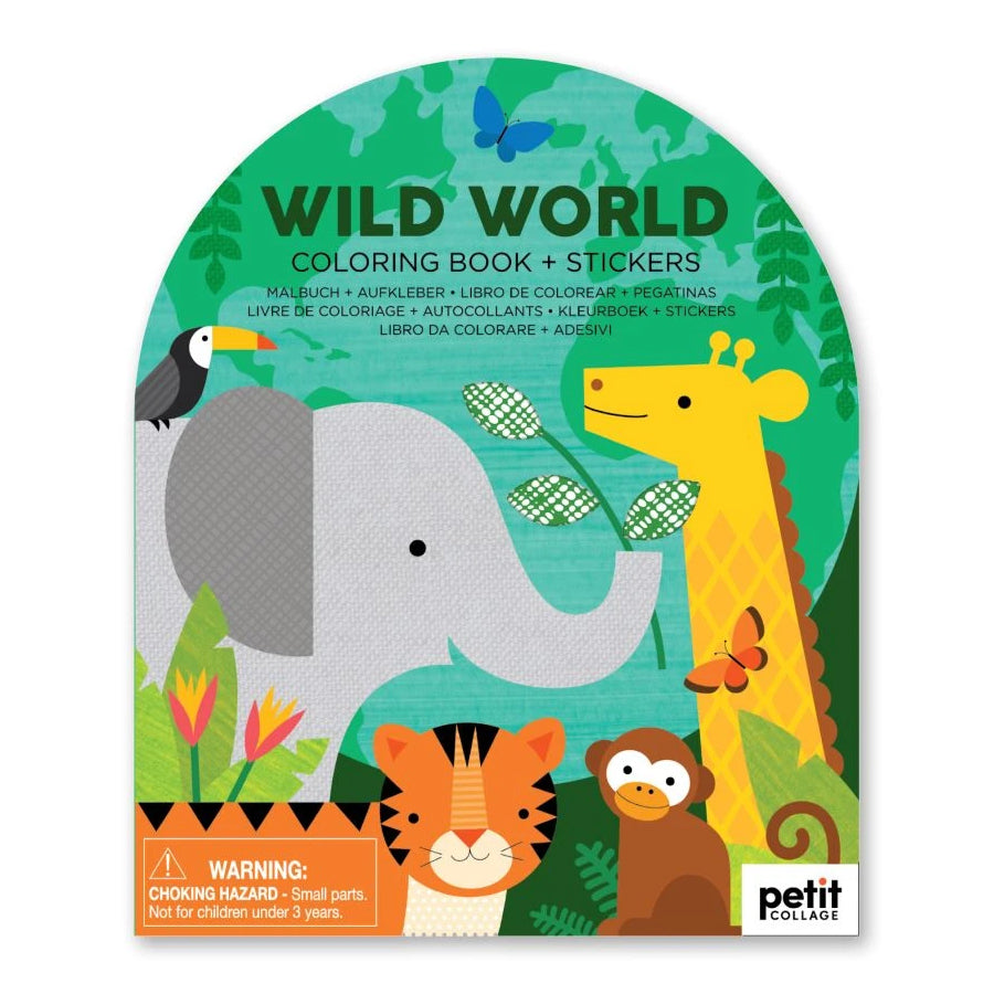 Coloring Book + Stickers - Wild World Petit Collage send-a-toy.myshopify.com Arts & Crafts