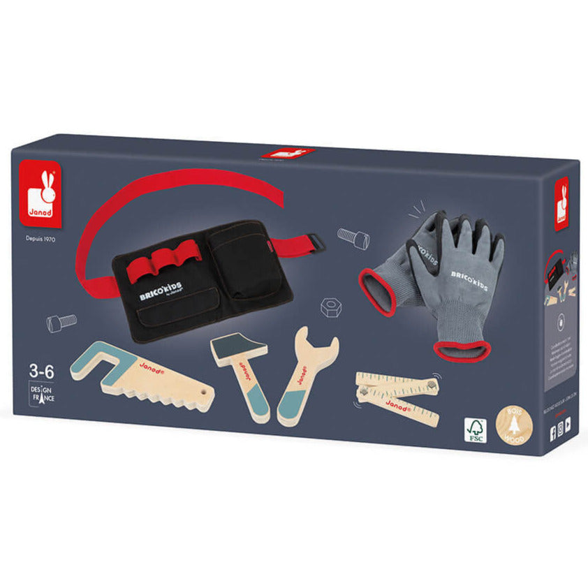 Janod BricoKids DIY Tool Belt and Gloves Set