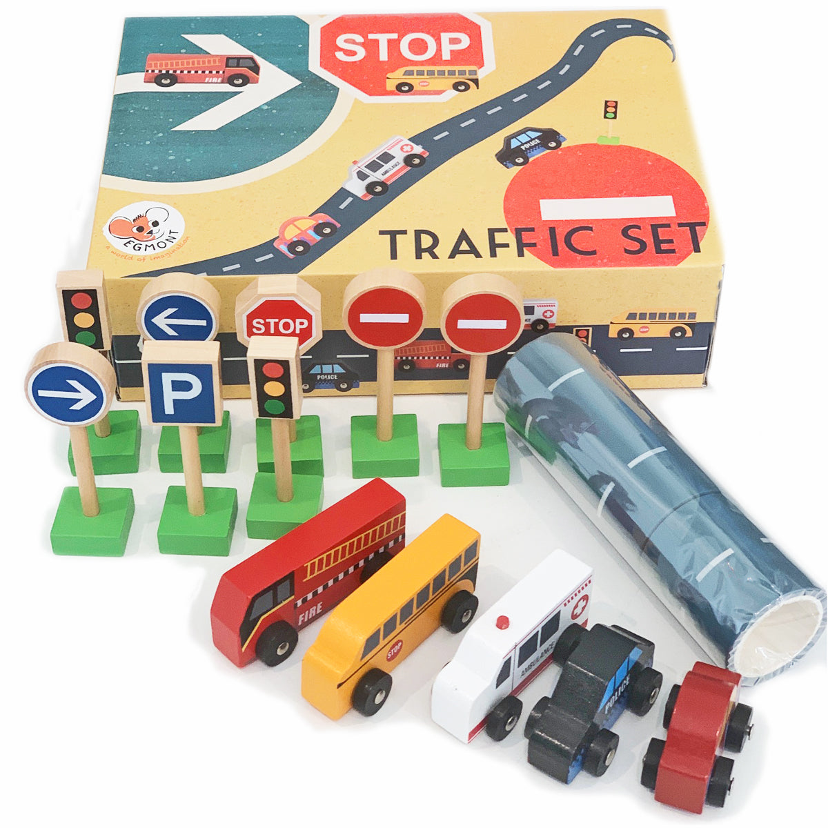 Wooden Traffic Set with Road Tape Egmont Toys Cars | Trucks | Boats | Planes