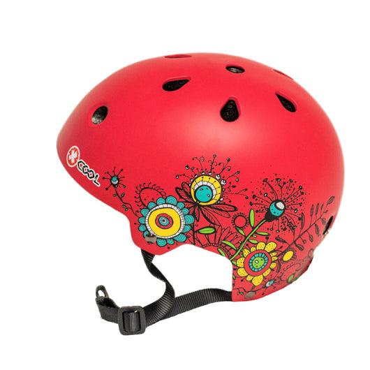 Kids Safety Helmet Red Flowers Medium 55 58cm Send A Toy