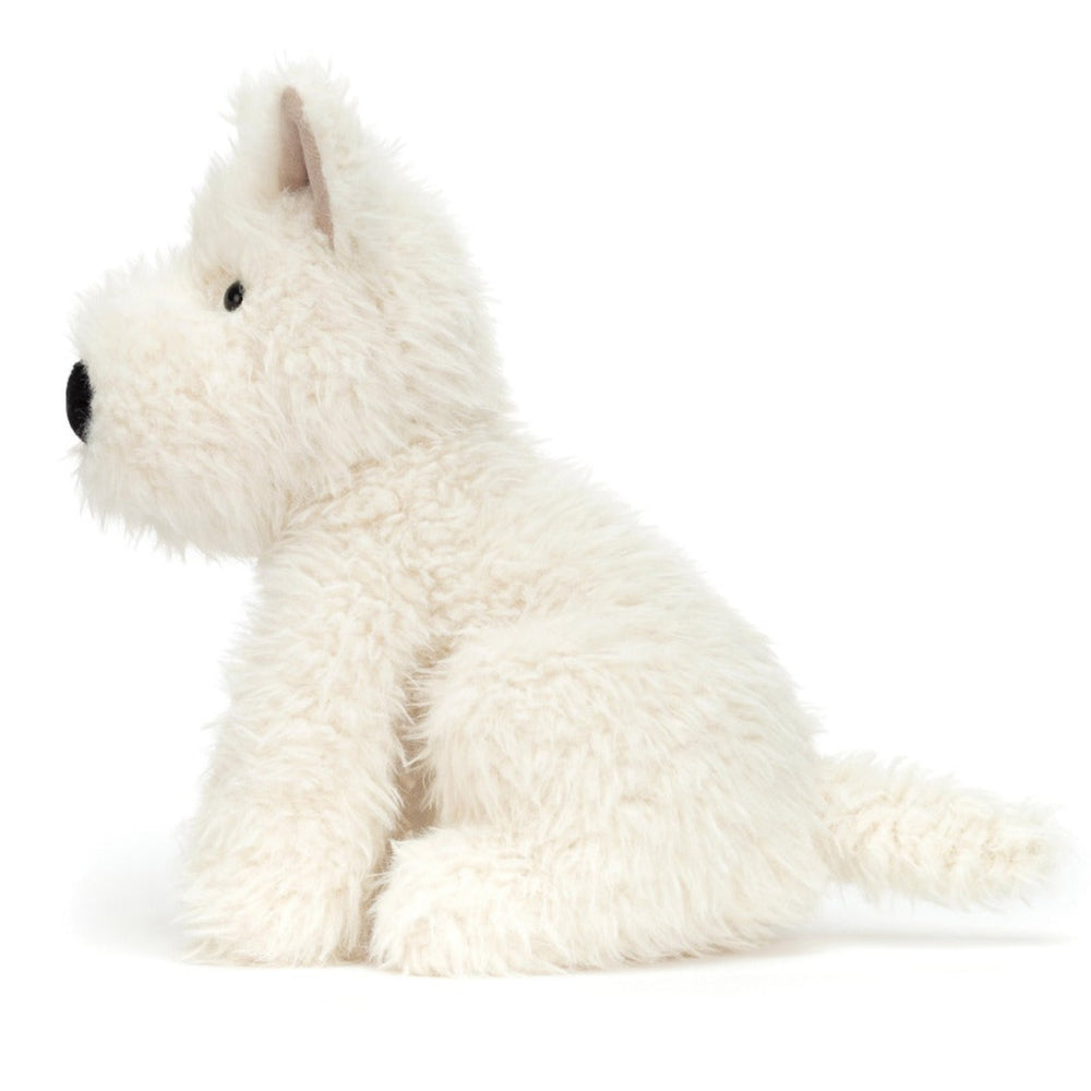 Jellycat white Munro Scottie Dog soft toy with large boop black nose - at Send A Toy