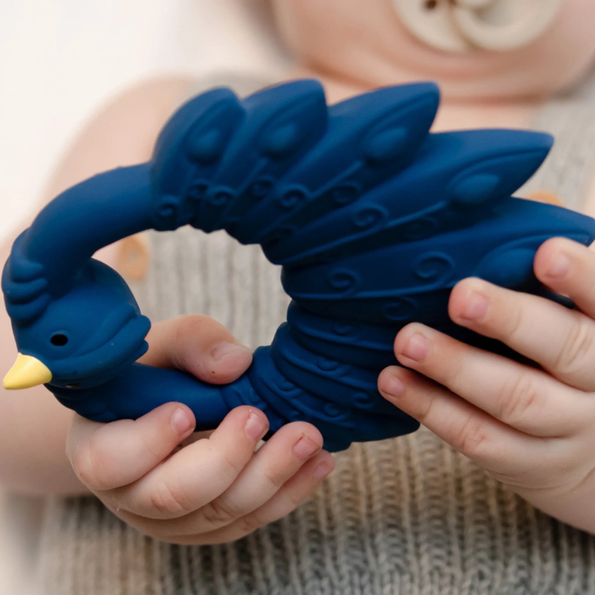 Natural Teether Peacock - Blue