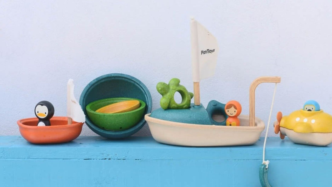 Plan Toys wooden bath toys - eco-friendly Planwood water play toys for kids