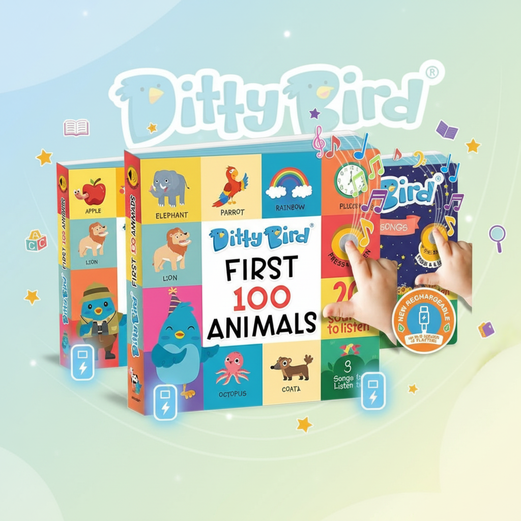 DITTY Bird USB-C rechargeable books on a light blue back-ground