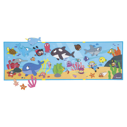 Colorful children's rug with underwater sea creature design on a white background