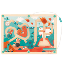 anod Dino Magnetic Maze with beads sorted into the dinosaurs and stylus in its storage slot