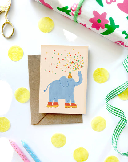 Elephant Mini Card - Illustrated Cute Kids Birthday