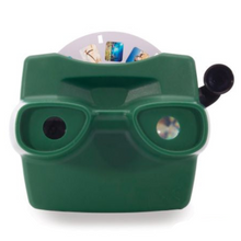 A green 3D viewer with  a disc attached on top.