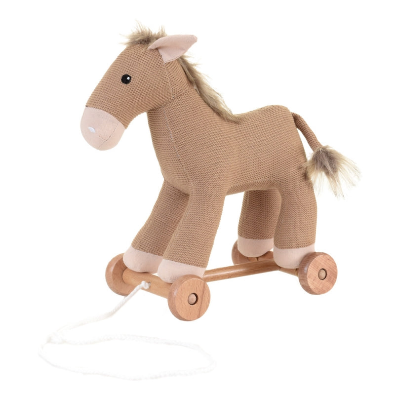 Pull-along brown knitted Henry Horse